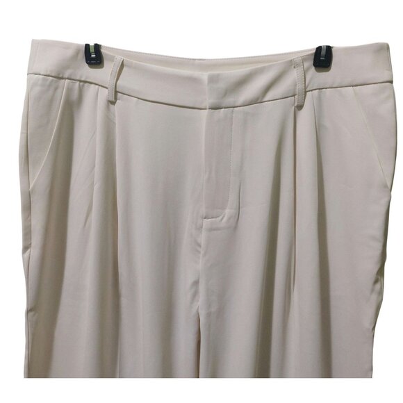 NWT Commense Wide-Leg Cream Women's Pants With Pleated Front & Back Pockets - Picture 2 of 8
